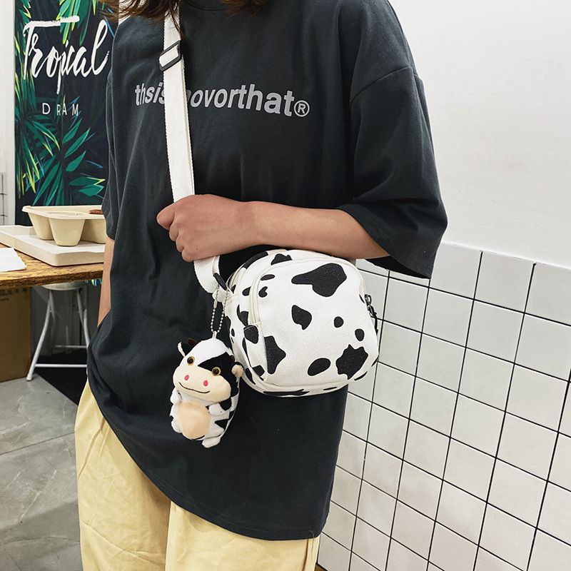 Korean Printed Cow Student Small Bag Harajuku Ancient Sense Soft Sister Girl Crossbody Bag Wholesale Nihaojewelry