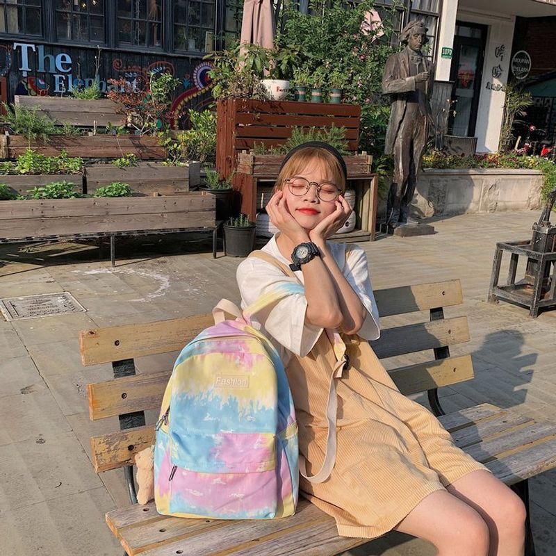 Mochila Escolar Nueva Moda Coreana Color Degradado Tie-dye Girl Estudiante Mochila Escolar Venta Al Por Mayor Nihaojewelry