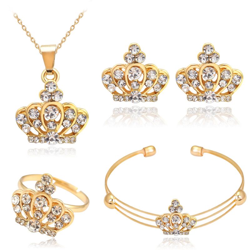 الفاخرة والمجوهرات مجموعة نمط رائعة أربعة-قطعة تاج نوع مجوهرات الساخن بيع الجملة Nihaojewelry