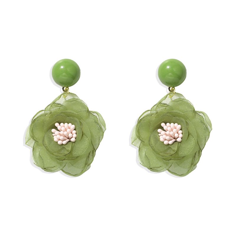 Nueva Tendencia Pendientes Lindos De La Flor De La Gasa Al Por Mayor Nihaojewelry