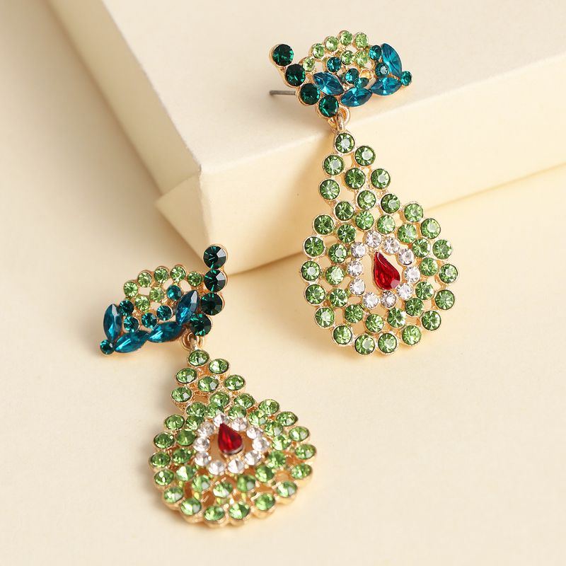 54222 Europäische Und Amerikanische Neue Ohrringe Damen Eingelegter Kristall Diamant Birnen Ohrringe Modeschmuck Persönlichkeit