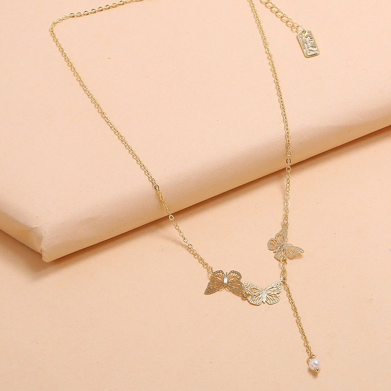 Korea Delicate Necklace Fashion Trend Personality Simple Hollow Butterfly Clavicle Chain Wholesale Nihaojewelry