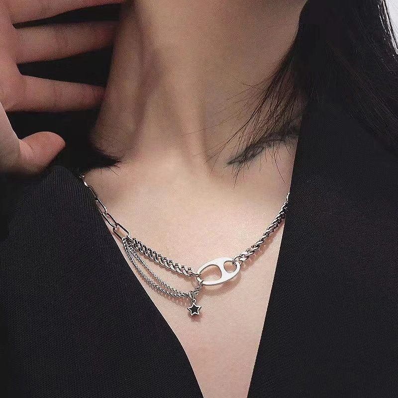 Korea Necklace Stars Retro Old Necklace Clavicle Chain Wholesale Nihaojewelry