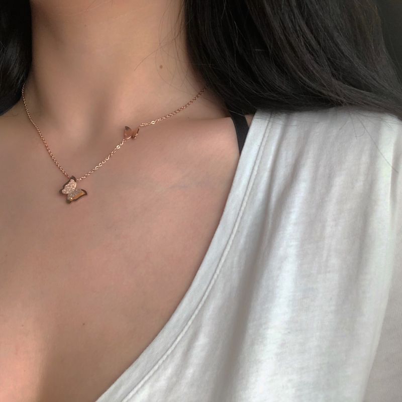 Corée Collier Super Fée Simple Titane Acier Papillon Collier Chaîne De Cou En Gros Nihaojewelry