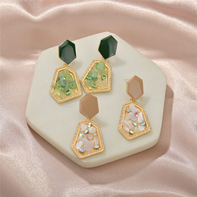 Coreano Nuevo S925 Color Plata Goteo Pendientes De Diamantes Pendientes De Jade Rotos Al Por Mayor Nihaojewelry