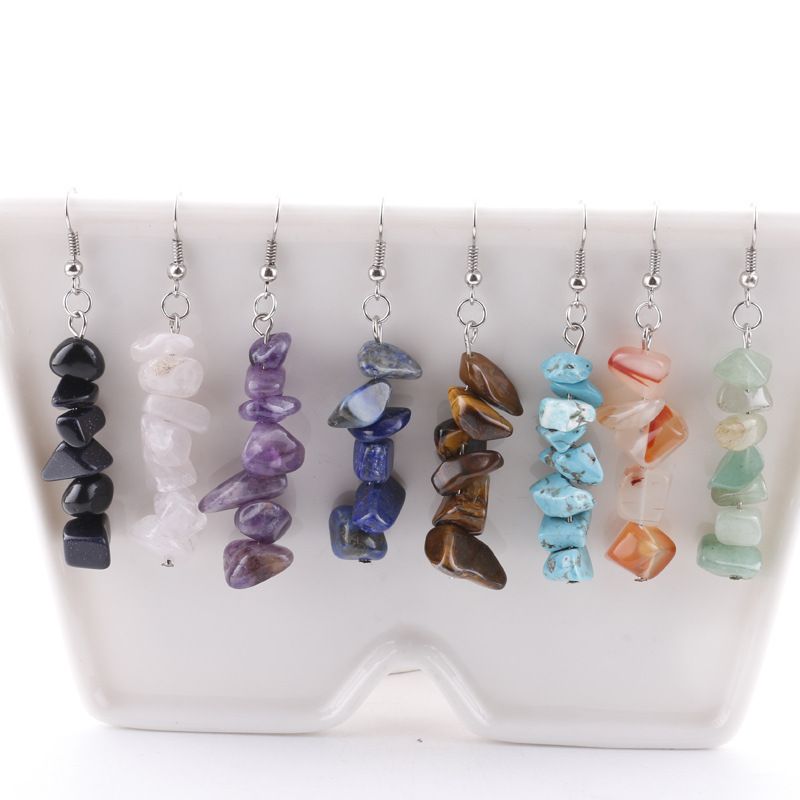Earrings Handmade Crystal Stone Earrings Simple Natural Stone Diy Earrings Multicolor Stone Earrings Wholesale Nihaojewelry
