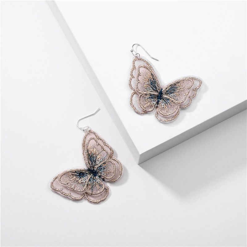Qingdao Daiwei Außenhandels Schmuck Quelle Ins Internet-promi-explosion Organza Spitze Simulation Schmetterlings Ohrringe Ohrringe