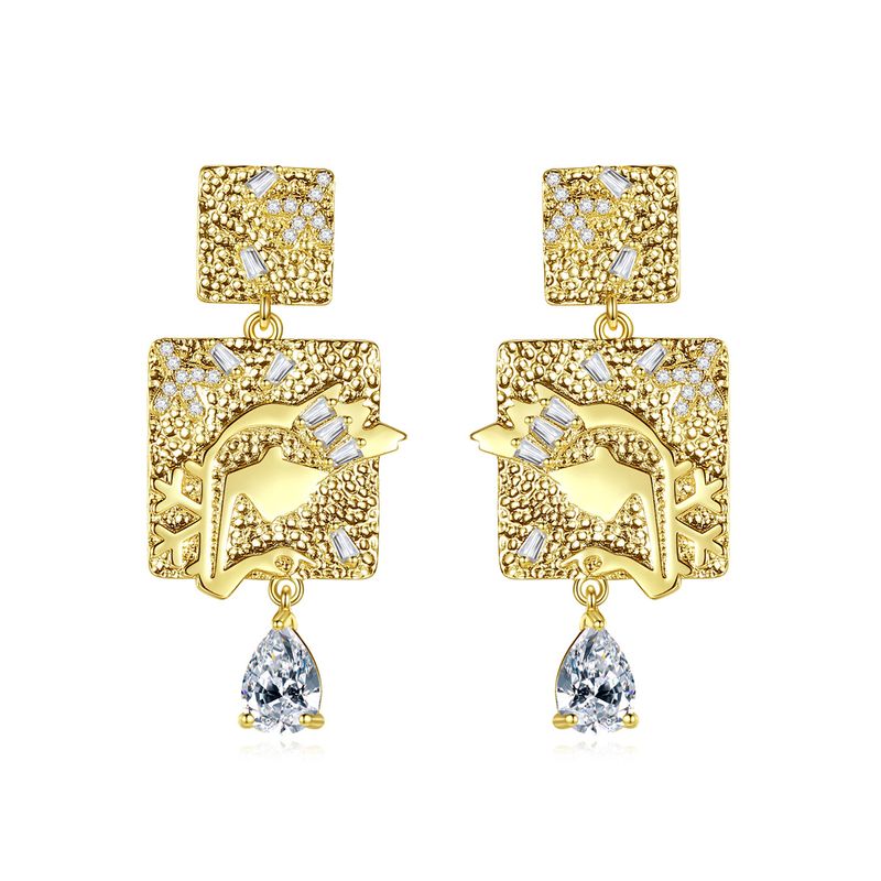 New Fashion Creative Symmetrical Water Drop Pendant Earrings Copper Inlaid Zirconium Earrings Wholesale Nihaojewelry