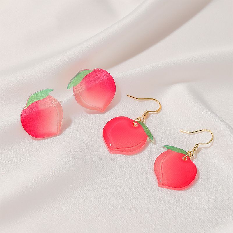 Japanische Sommer Neue Produkte Süße Und Erfrischende Pfirsich Ohrringe Acryl Pfirsich Ohrringe Mädchen Obst Ohrringe