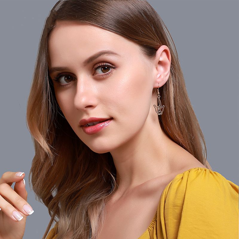 New Style Creative Love Earrings Simple Hollow Gestures Earrings Wholesale Nihaojewelry