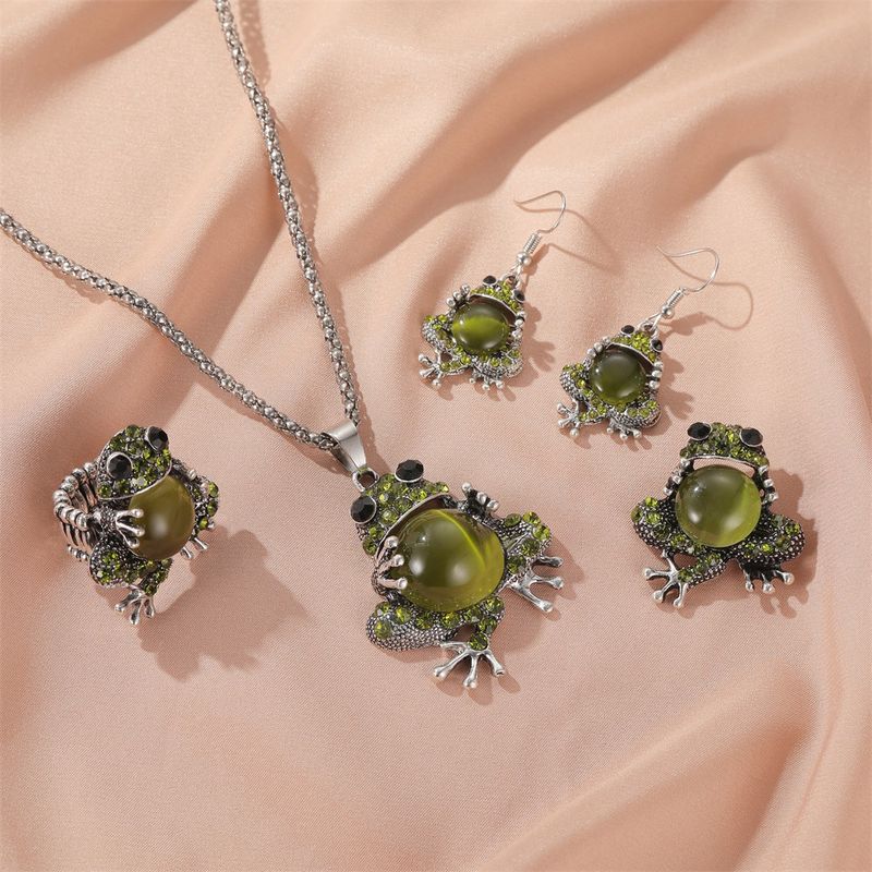 New Cute Cute Pet Jewelry Opal Cute Frog Earrings Elastic Ring Exquisite Toad Sweater Chain Wholesale Nihaojewelry