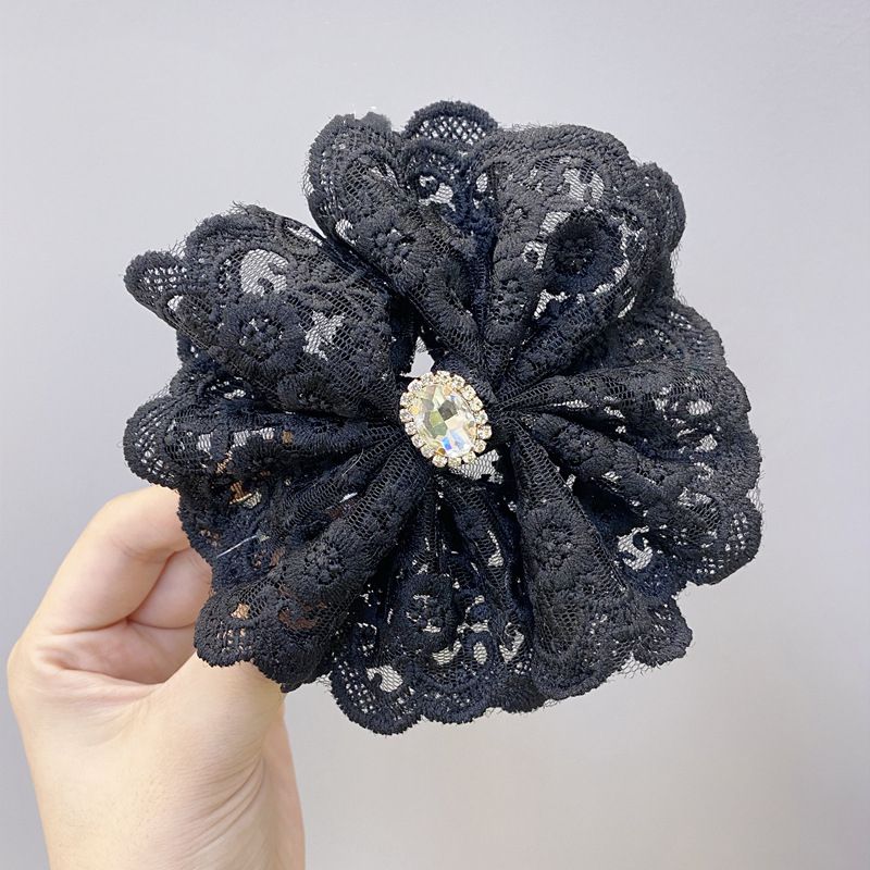 Japan And South Korea Lace Rhinestone Big Bow Hairpin Fashion Hairpin Word Spring Clip Wholesale Nihaojewelry