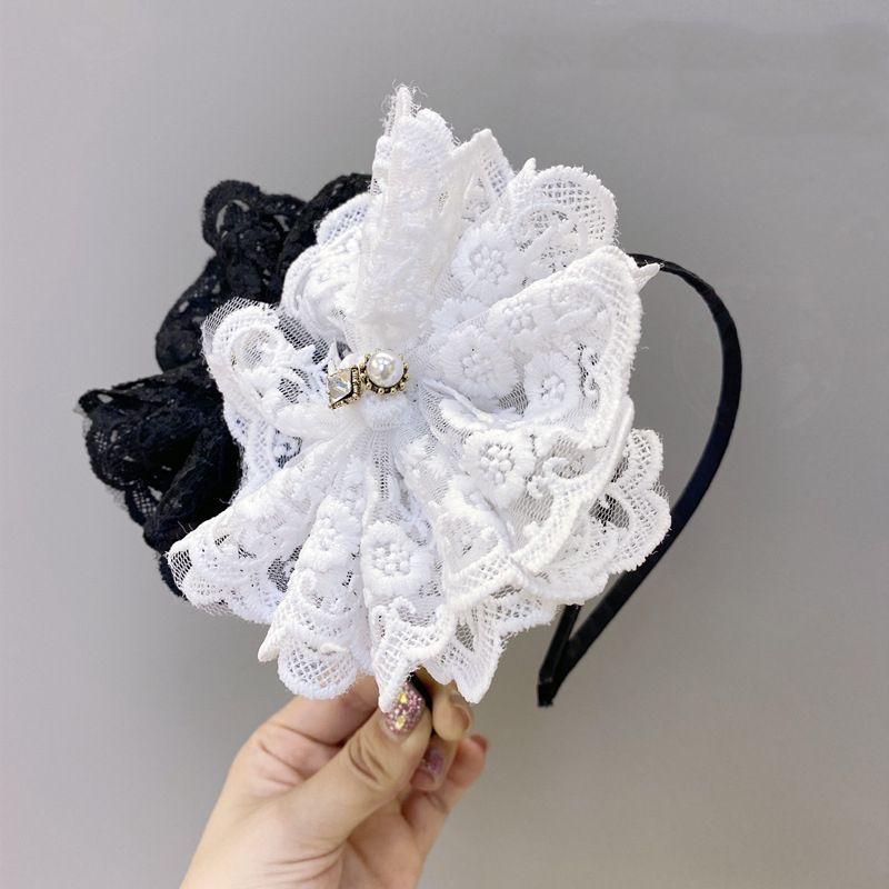 Korean Lace Pearl Bow Headband Simple Princess Hair Bundle Ladies Hair Cave Wash Wholesale Nihaojewelry