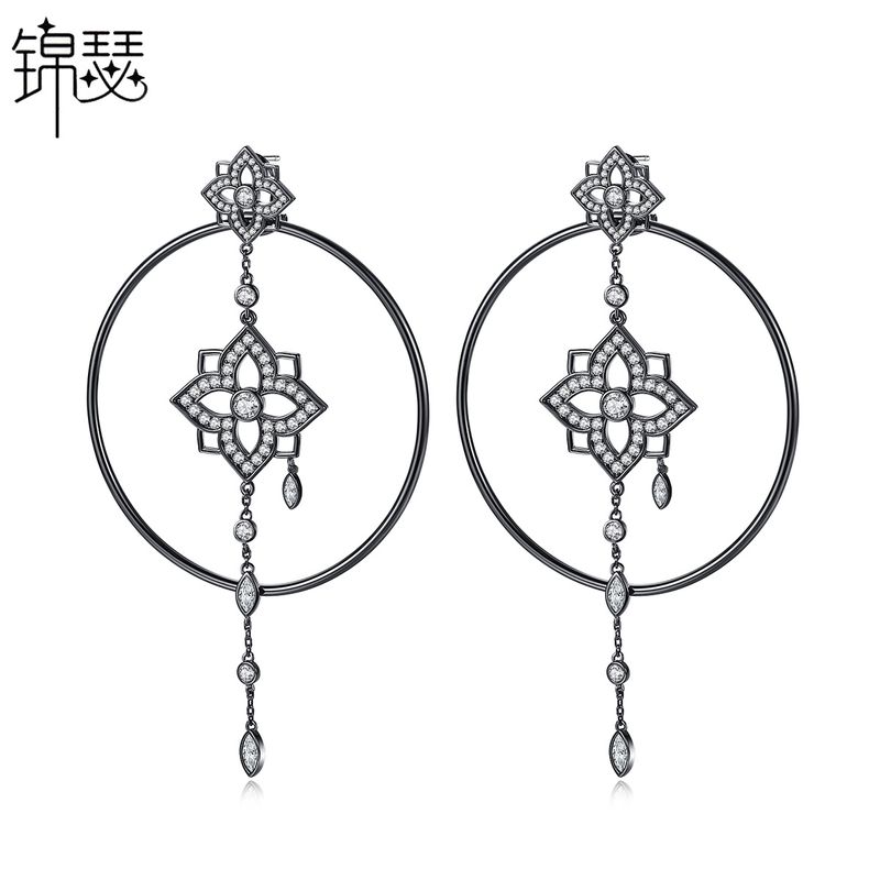 New Fashion Banquet Copper Inlaid Zirconium Earrings Wholesale Nihaojewelry