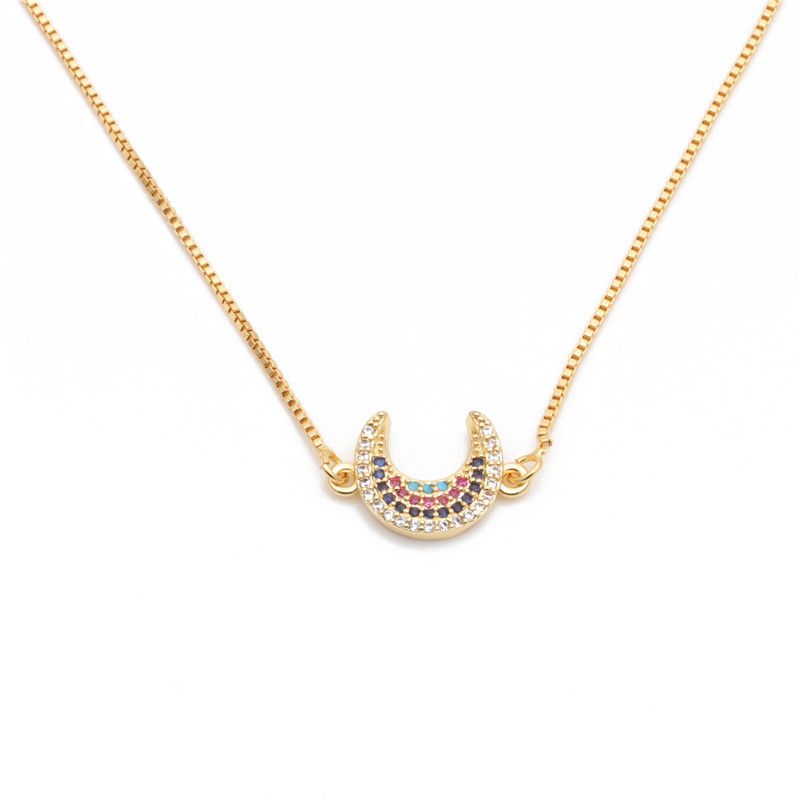 Fashion Jewelry Micro-set Zircon Sun Flower Moon Hanging Necklace Copper Wholesale Nihaojewelry