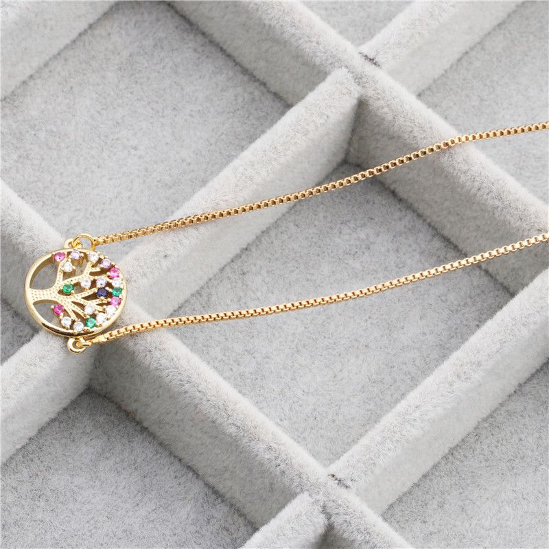 Fashion Jewelry Micro-set Zircon Life Tree Hanging Necklace Copper Wholesale Nihaojewelry