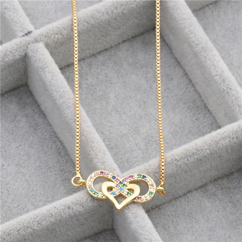 Fashion Simple  Copper Necklace 8-word Infinity Love Micro-set Zircon Necklace Wholesale Nihaojewelry