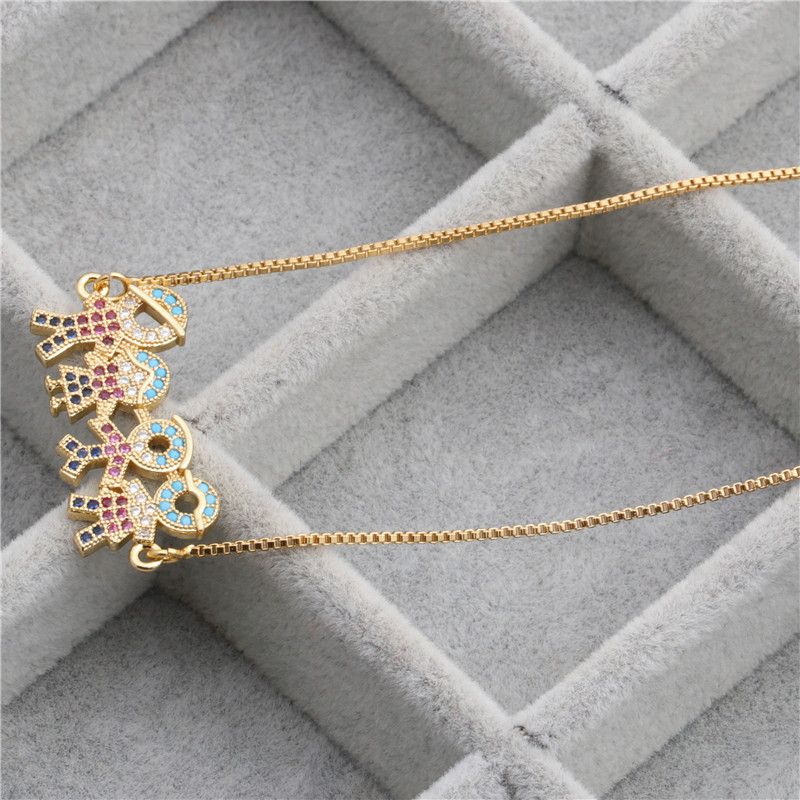 Fashion Micro-set Zircon Hanging Boy And Girl Necklace Copper Wholesale Nihaojewelry