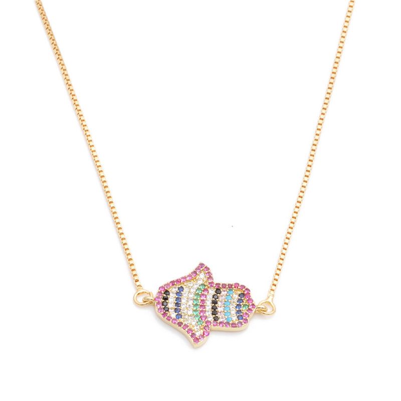 Fashion Jewelry Micro-set Zircon Devil's Eye Palm Hanging Necklace Copper Wholesale Nihaojewelry