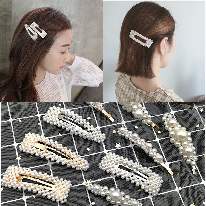 Retro French Hairpin Romantic Pearl Duckbill Clip Pearl Girl Side Clip Headdress Wholesale Nihaojewelry