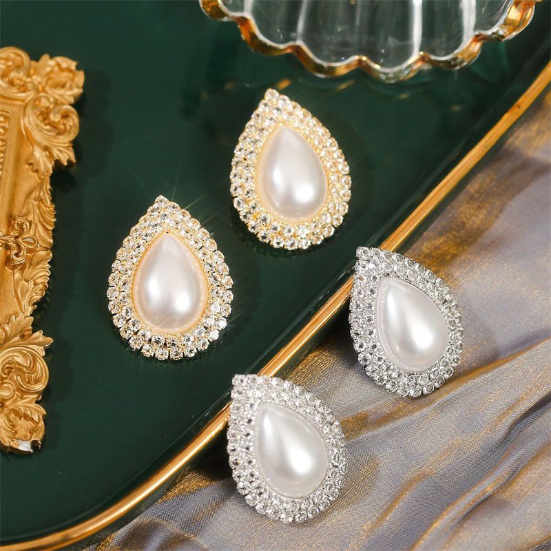 Geometric Drop Pearl Rhinestone Earrings New Trend Crystal Earrings Wholesale Nihaojewelry