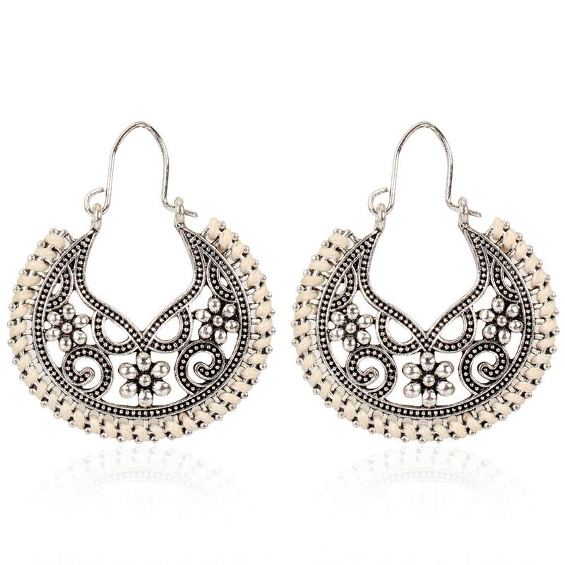 Retro National Style Hollow Carved Earrings Fashion Woven Earrings