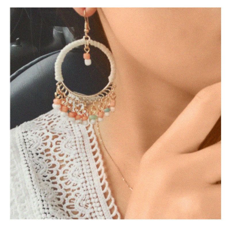 Large Ring Earrings Tassel Earrings Winding Cloth Chain Exaggerated Earrings Jewelry