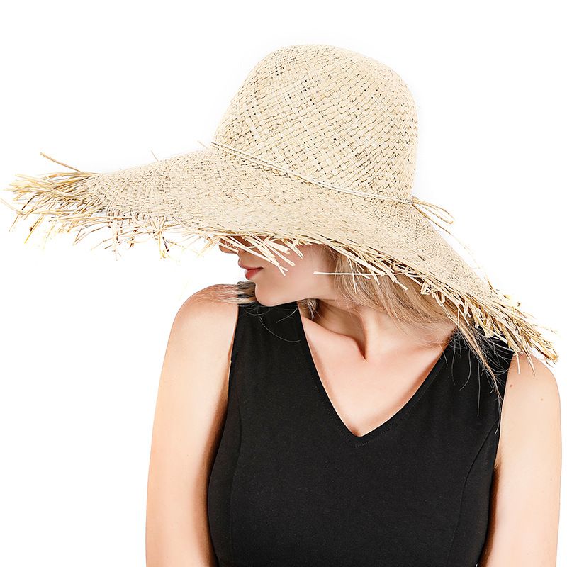 Raffia Straw Hat Summer Seaside Vacation Sunscreen Sun Hat Fashion Edging Big Eaves Sun Hat Wholesale Nihaojewelry