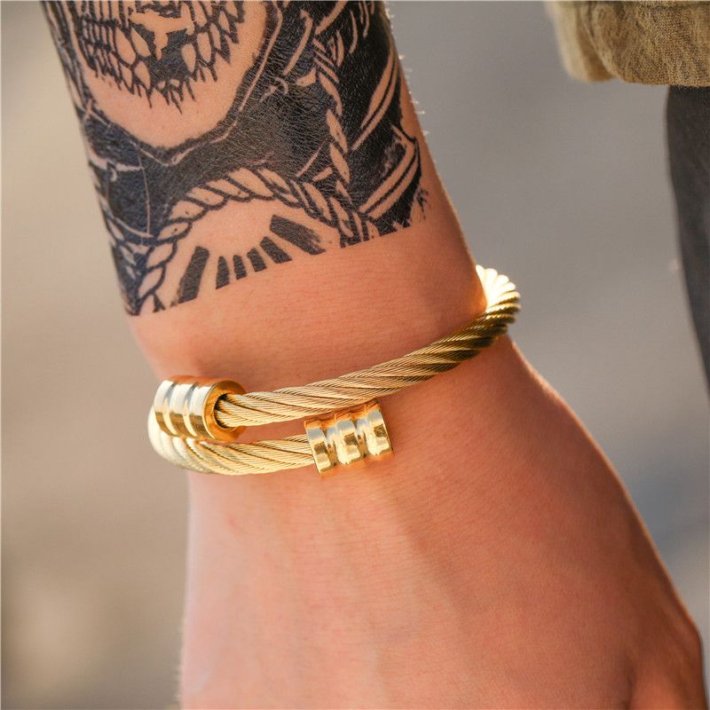 Fashion Jewelry Trend Retro Personality Stainless Steel Winding Geometric Bracelet Accessories  Wholesale Nihaojewelry