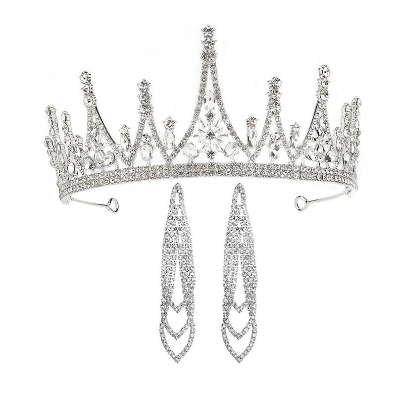 Bridal Crown Earrings Suit Temperament Ladies Dress Accessories Iceberg Shape Birthday Cake Crown Wholesale Nihaojewelry