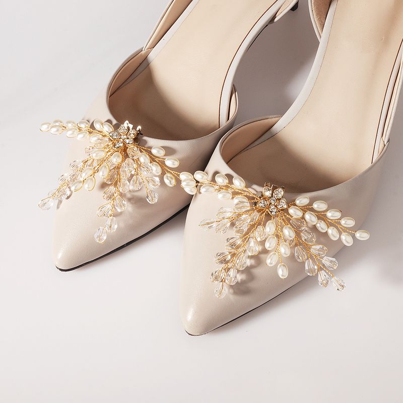 Wedding Dress Shoes Flower High-end Rhinestone Pearl Buckle Hand-woven Removable Shoe Accessories Wholesale Nihaojewelry