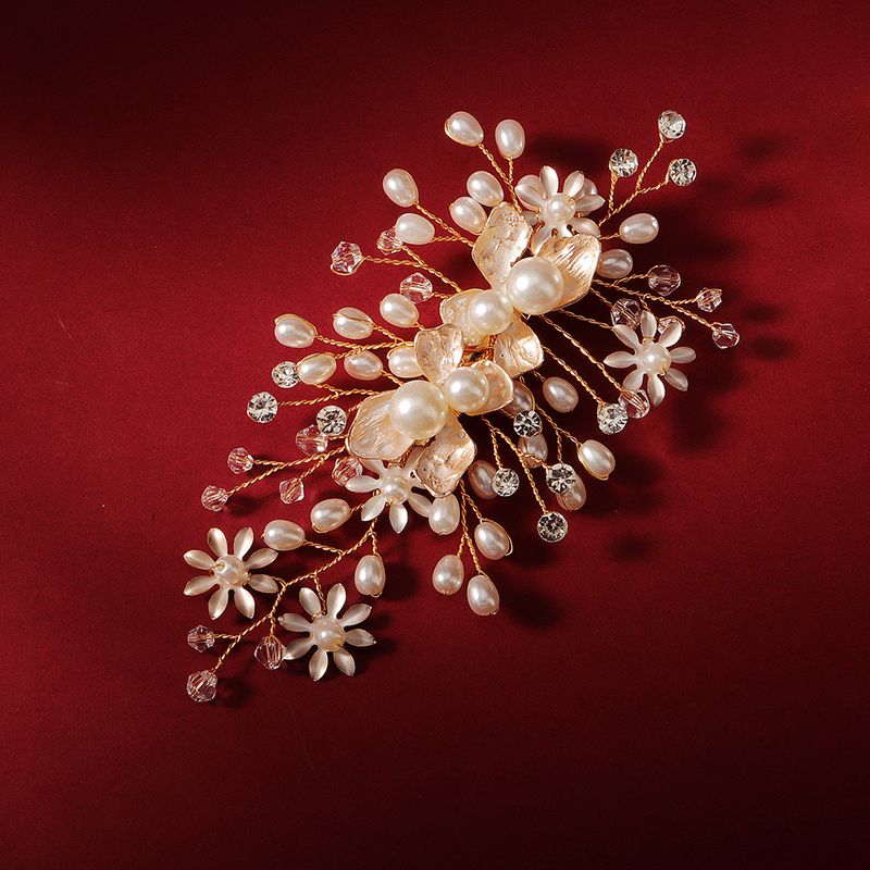 Original High-end Wedding Headdress Beautiful Handmade Pearl Hairpin Alloy Flower Side Clip Bridal Jewelry Wholesale Nihaojewelry