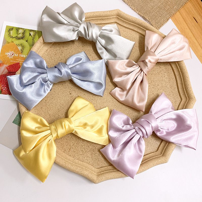 Gentle Spring Color  Temperament Satin Bow Hairpin French Top Clip Hairpin Back Head Clip Hair Accessories  Wholesale Nihaojewelry