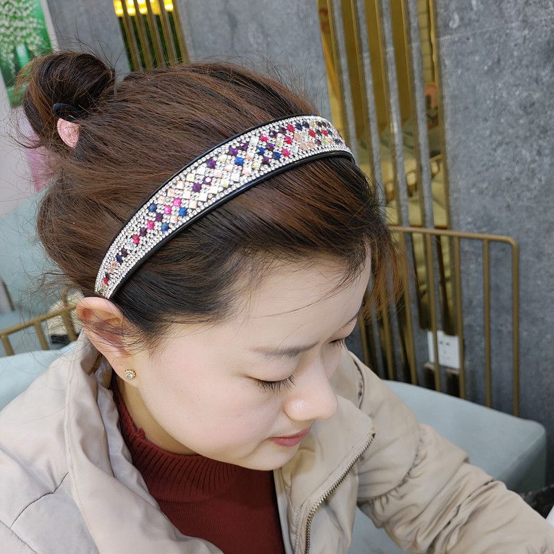 Koreanische Version Von Strass Rutsch Festem Stirnband Stirnband All-match Voll Diamant Kristall Stirnband Haarkarte Neue Einfache Mode Haarschmuck Frauen