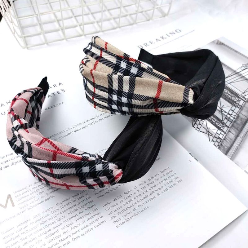 Korean Fashion Spring And Summer New Fabric Cross Hairband Wide Side Lattice Color Matching Hairpin High-end Fashion Hair Accessories Ladies Wholesale Nihaojewelry