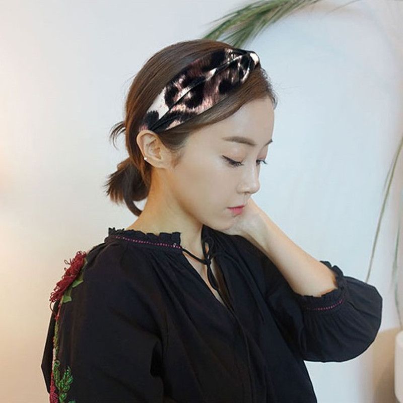 Neues Stoff Leoparden Muster Bowknot Stirnband Koreanisches Temperament Mit Zahn Haarnadel Mode Einfache Haarschmuck Frauen
