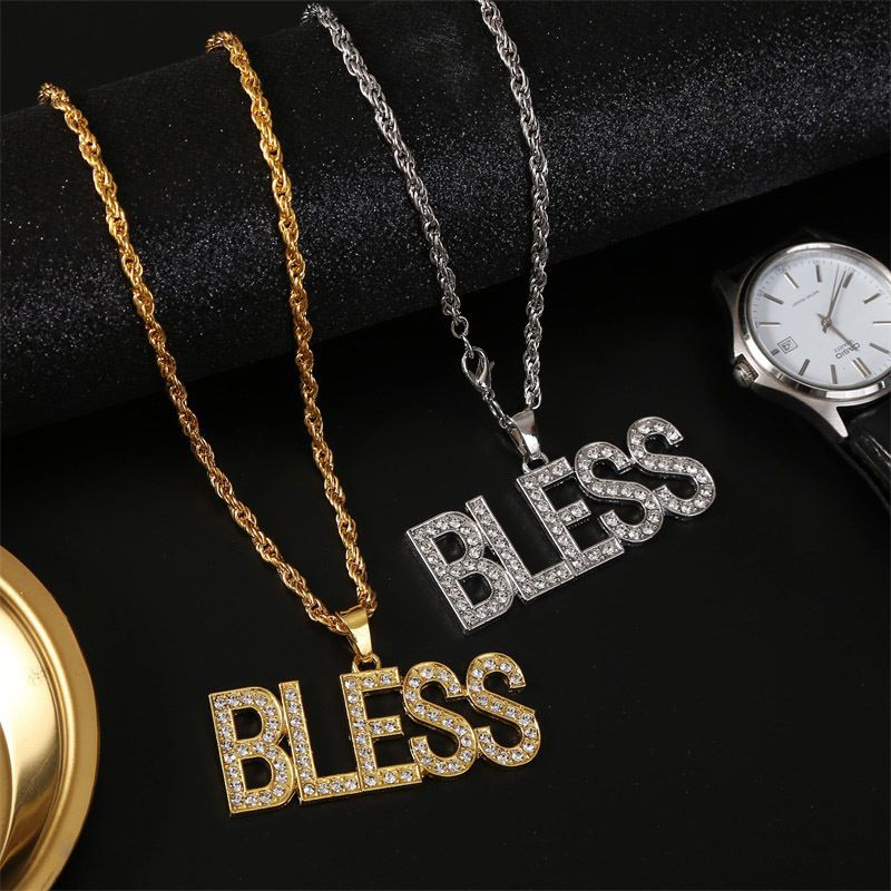 Fashion Simple  Bless Hip Hop Alphabet Necklace  Trend Exaggerated Hip-hop  Pendant  Nihaojewelry Wholesale