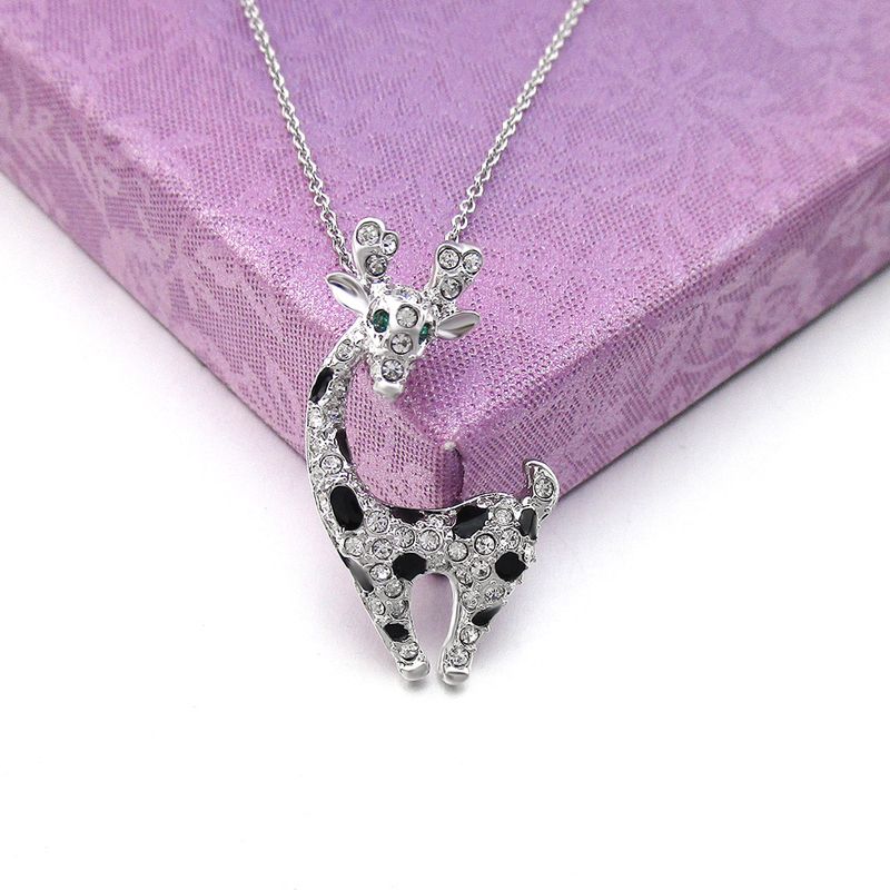 Europäische Und Amerikanische Grenz Überschreitende Schmuck Halskette Tierform Mode Giraffe Halskette Diamant Hirsch Anhänger Mädchen Großhandel