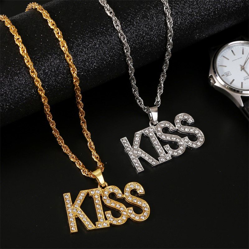 Hip-hop Bless Alphabet Hip-hop Necklace Trend Hip Hop Personality Pendant Jewelry Wholesale Nihaojewelry