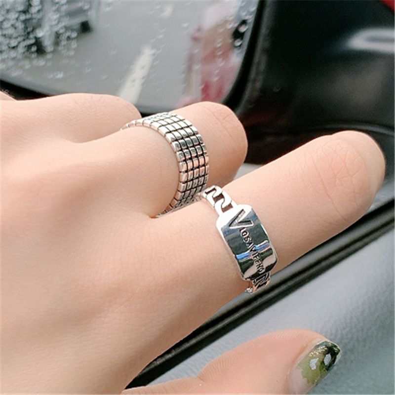 Retro Distressed Ring Irregular Letters Square Literary Cross Ring Wholesale Nihaojewelry