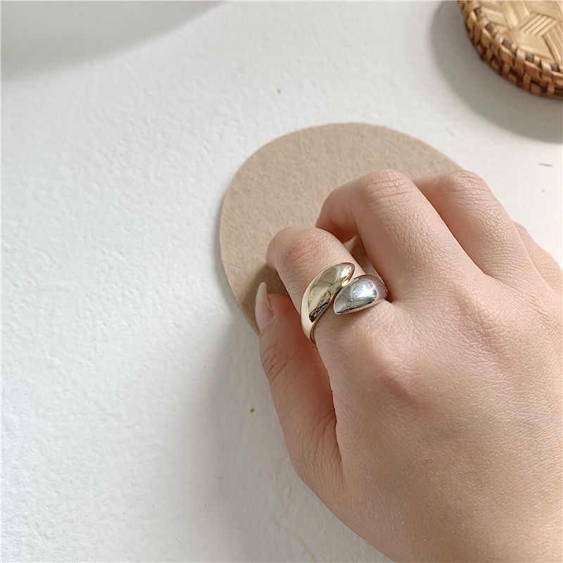 Fashion Water Drop Smooth Opening Adjustable Ring Cross Two-color Stitching Index Finger Ring Wholesale Nihaojewelry