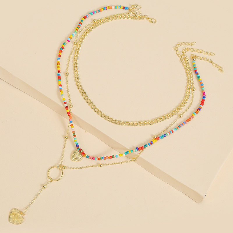 Bohemian Multi-layer Three-strand Love Bead Necklace Set Beach Handmade Pendant Jewelry Wholesale Nihaojewelry