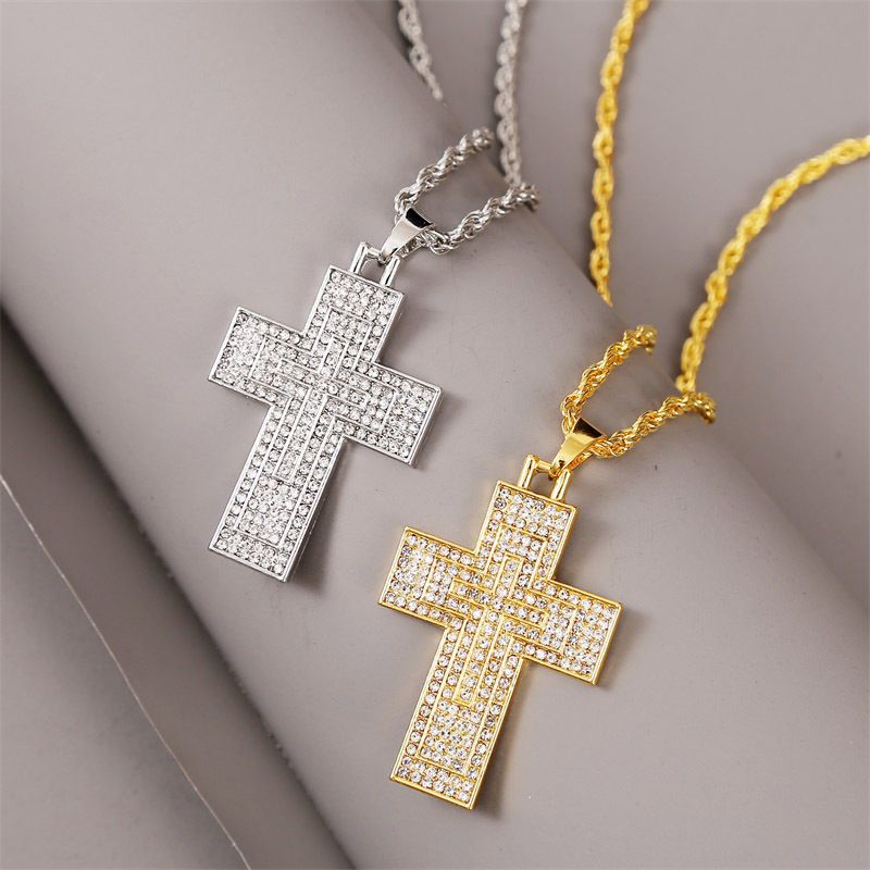 Übertriebene Mode Hip Hop Cross Strass Hip Hop Halskette Europäische Und Amerikanische Hip-hop-persönlichkeit Anhänger Schmuck