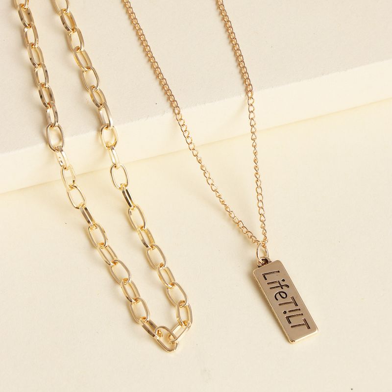 Fashion Simple English Square Brand Multi-layer Suit Necklace Wholesale Nihaojewelry