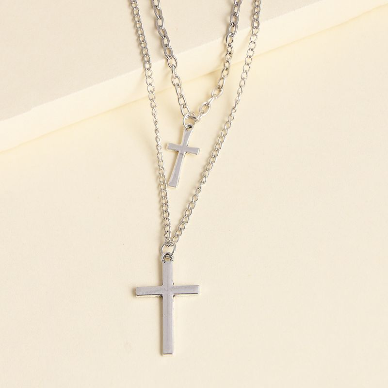 Bohemian Retro New Alloy Cross Multi-layer Necklace Two-layer Chain Set Wholesale Nihaojewelry