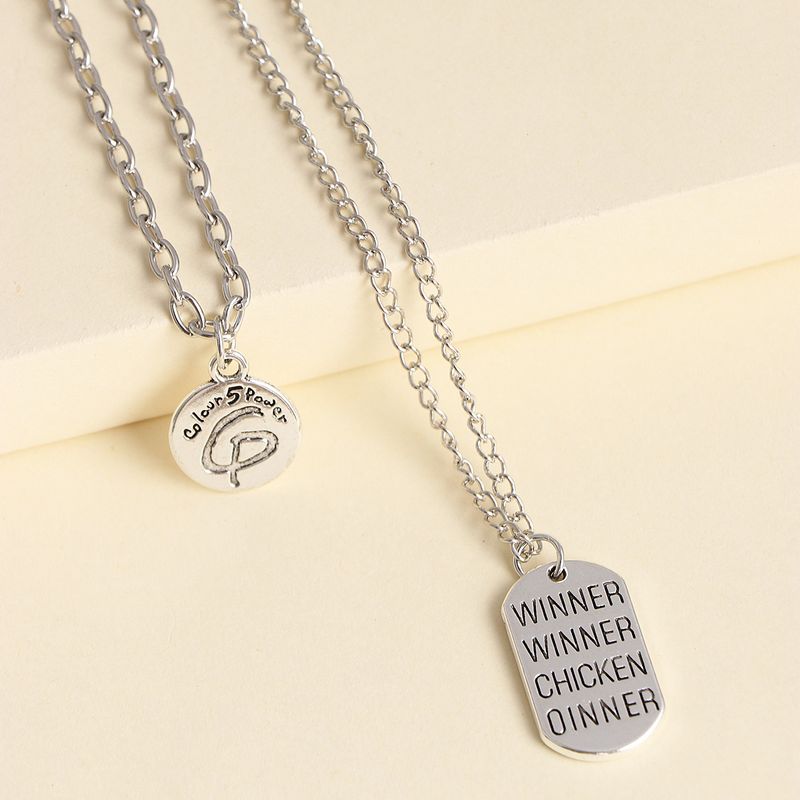 Retro New Alloy Square Brand English Multi-layer Two-piece Necklace Item Hot Wholesale Nihaojewelry