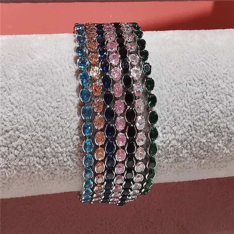 Creative Fashion Copper-inlaid Zircon Single-layer Bracelet Low-key Luxury Super Flash Full Diamond Bracelet Simple Wholesale Nihaojewelry