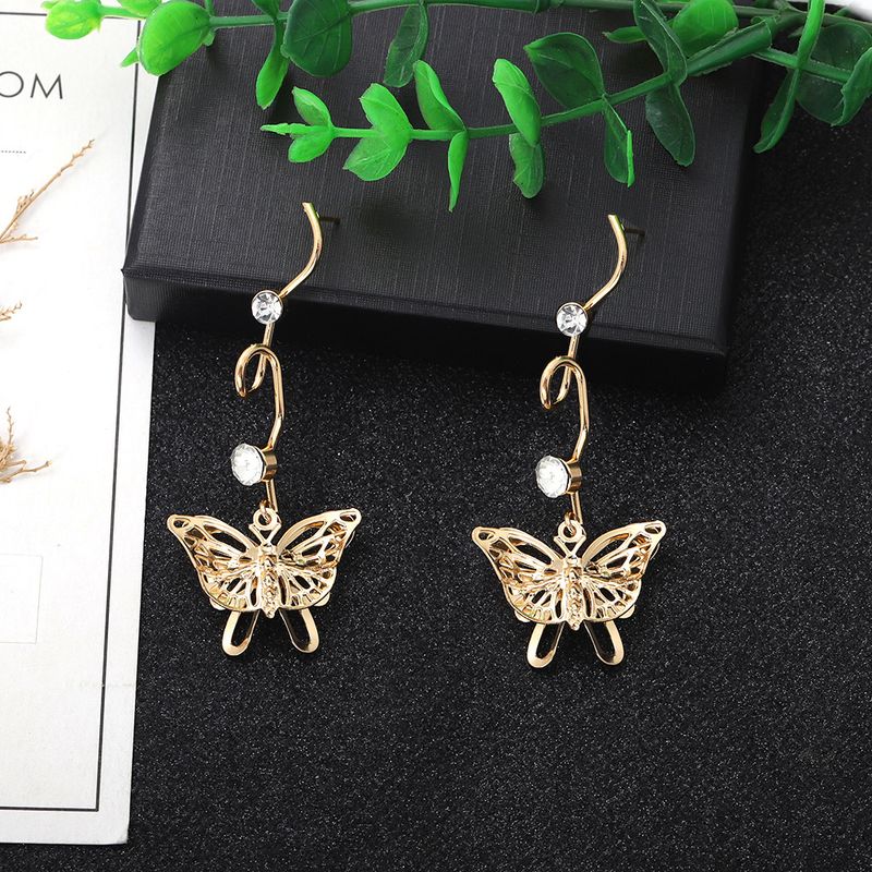 Papillon Creux Multicouche Exagéré Longue Section Boucles D&#39;oreilles Simples Mode En Trois Dimensions En Gros Nihaojewelry