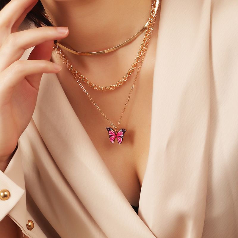 Bijoux De Mode Simple Chaîne En Métal Collier De Perles Papillon En Gros Nihaojewelry