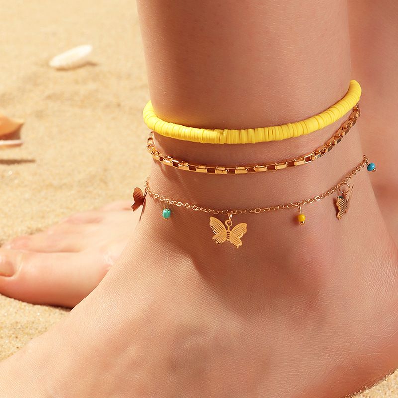 Fashion Jewelry Ceramic Anklet Wild Butterfly Rice Beads Anklet Wholesale Nihaojewelry